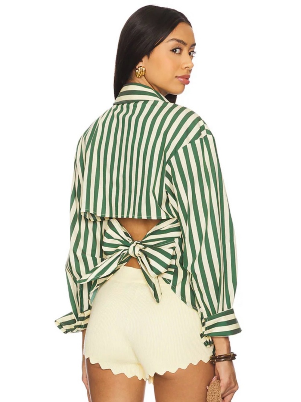 Simon Miller Loch Poplin Striped Tie-Back Button-Down Shirt